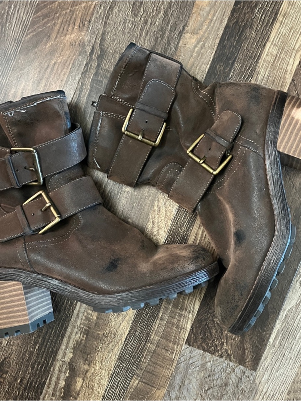 Women's Brown Buckle Ankle Boots - Casual Booties